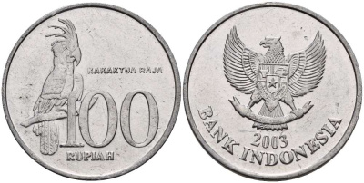 Индонезия 100 рупий 2003 черный пальмовый какаду KM 61 алюминий 4511-957