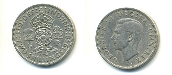 Великобритания 2 шиллинга (флорин) 1948 Георг VI (1936-1952) KM 865, Spink 4102 медно-никель 59-831