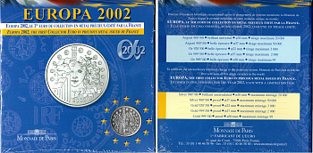 Франция 1/4 евро 2002 европа, в оригинальном буклете KM 1300 серебро  UNC  1181-3-10