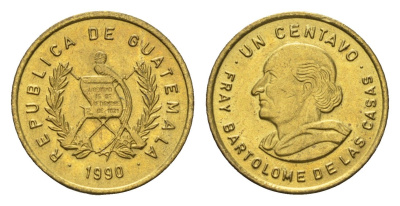 Гватемала 1 сентаво 1990 KM 275 латунь UNC 4668-1016