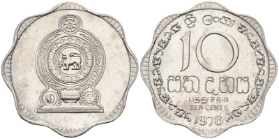 Цейлон 10 центов 1978 KM 140 a алюминий 4586-324