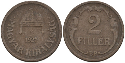 Венгрия 2 филлера 1927 BP KM 506 бронза 4115-1062