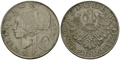 Австрия 10 шиллингов 1975 KM 2918 медно-никель 4135-1123