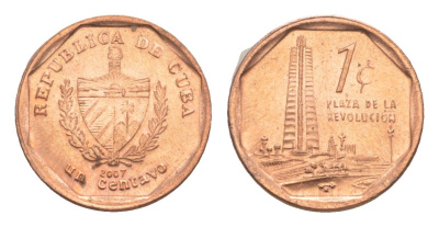 Куба 1 сентаво 2007 KM 729 сталь плакированная медью UNC 4651-522