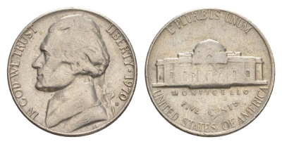 США 5 центов 1970 D, Джефферсон KM A192 медно-никель 4627-1169