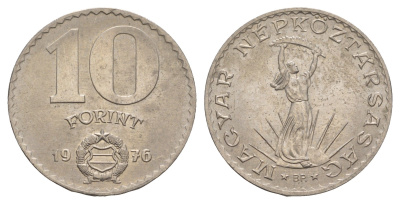 Венгрия 10 форинтов 1976 BP, статуя Свободы KM 595 никель 4657-454