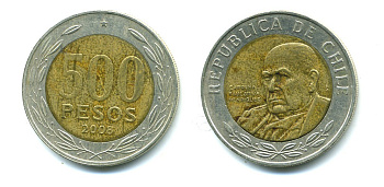 Чили 500 песо 2008 кардинал Рауль Сильва Энрикес (1907-1999) KM 235 биметалл 41-834