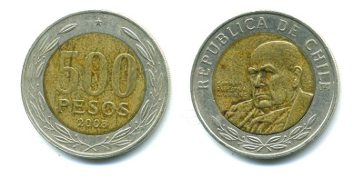 Чили 500 песо 2008 кардинал Рауль Сильва Энрикес (1907-1999) KM 235 биметалл 41-834