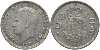 Испания 5 песет 1983 Хуан Карлос I (1975-2014) KM 823 медно-никель 4577-731