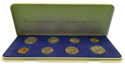 Бельгия официальный набор из 8 монет 1977 Belgie-Belgique, в оригинальной пластиковой коробке KM SS 13   UNC  1-6-1-40