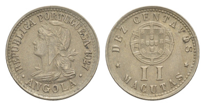 Ангола 10 сентаво = 2 макута 1927 KM 67 медно-никель UNC 4127-611