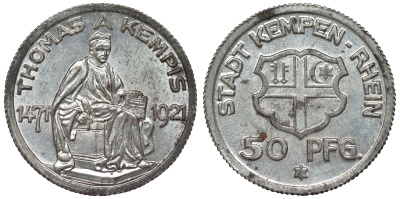 Германия, Кемпен 50 пфеннигов ND (1921) Северный Рейн-Вестфалия, нотгельд Funck 241.xx железо 4121-443