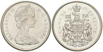 Канада 50 центов 1965 Елизавета II (1952-2022) KM 63 серебро UNC 68-916