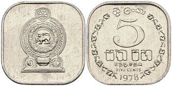 Шри-Ланка 5 центов 1978 KM 139a алюминий 4136-624