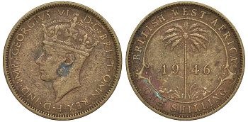 Британская Западная Африка 1 шиллинг 1946 Георг VI KM 23 никель латунь 25-1545