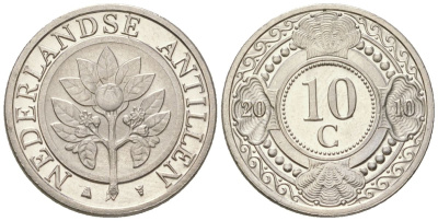 Нидерландские Антилы 10 центов 2010 Беатрикс (1980-2013) KM 34 сталь плакированная никелем UNC 4611-837