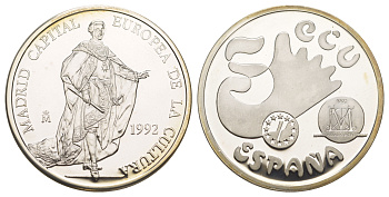 Испания 5 экю 1992 Мадрид - столица европейской культуры X M11 серебро PROOF 1083-5-63