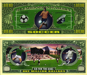 США 1000000 долларов 2002 сувенирная банкнота, спортивная серия, футбол бумага UNC (пресс) 7198-40-1-2