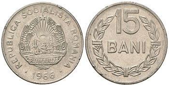 Румыния 15 бани 1966 KM 93 сталь плакированная никелем 3458-1251