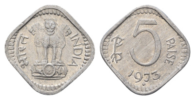 Индия 5 пайс 1973 KM 18.6 алюминий UNC 4651-635