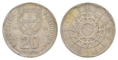 Португалия 20 эскудо 1986 KM 634 медно-никель 4519-333