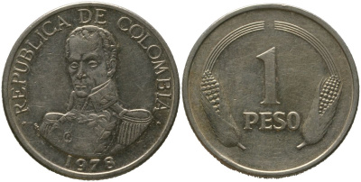 Колумбия 1 песо 1978 KM 258.2 медно-никель 4529-1252