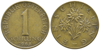 Австрия 1 шиллинг 1968 KM 2886 алюминиевая бронза 4606-925