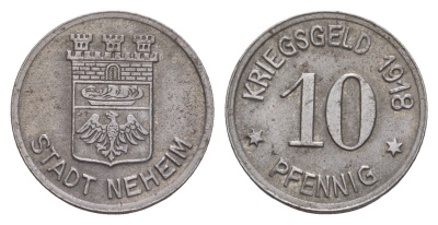 Нехайм 10 пфеннигов 1918 Funck 358.3, Men05 18302.5, Men18 22888.5 железо 4659-331