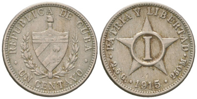 Куба 1 сентаво 1915 KM 9.1 медно-никель 4615-861