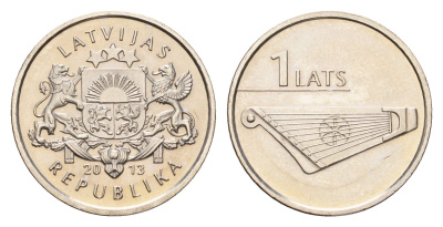 Латвия 1 лат 2013 Кокле KM 142 медно-никель UNC 4679-418