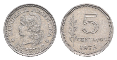 Аргентина 5 сентаво 1972 KM 65 алюминий 4655-965