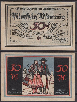Пириц 50 пфеннигов 1921 Grabowski 1082.1b-2/2 бумага UNC (пресс) 2193-53-3-1