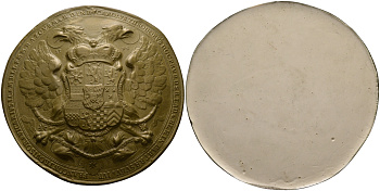 Германия гипсовый слепок медали родовой герб Карла Филиппа Теодора гипс 8-1-04-19