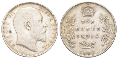 Британская Индия 1 рупия 1906 Эдвард VII (1901-1910) KM 508 серебро 272-1644