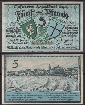 Лик 5 пфеннигов 1921 бумага UNC (пресс) 8592-1-3-2