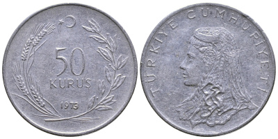 Турция 50 курушей 1973 Анатолийская невеста KM 899 нержавеющая сталь 59-815