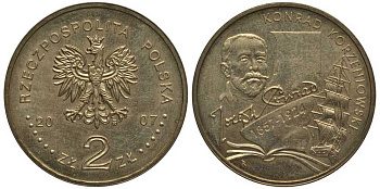 Польша 2 злотых 2007 150 лет со дня рождения Конрада Коженёвского (1857-1924) KM 591 нордик 114-336