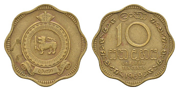 Цейлон 10 центов 1969 KM 130 никель латунь 4633-922