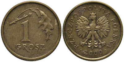 Польша 1 грош 2000 MW KM 276, Parchimowicz 701i латунь 4396-1123