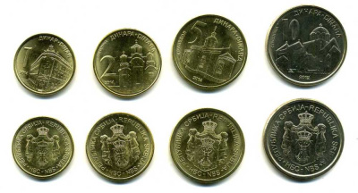 Сербия лот из 4 монет 2012-2014 1, 2, 5 и 10 динар, архитектура KM NEW UNC N2-51