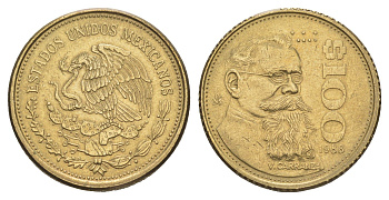 Мексика 100 песо 1988 Мо, Венустиано Карранса де ла Гарса KM 493 алюминиевая бронза 4637-754
