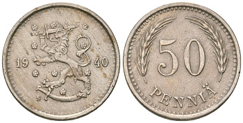 Финляндия 50 пенни 1940 S KM 26 медно-никель 4174-1054