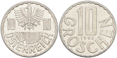 Австрия 10 грошей 1992 KM 2878 алюминий 4575-427