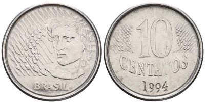 Бразилия 10 сентаво 1994 голова свободы KM 633 нержавеющая сталь 87-142
