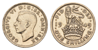 Великобритания 1 шиллинг 1949 Георг VI (1936-1952), Английский герб KM 876, Spink 4108 медно-никель 4629-347