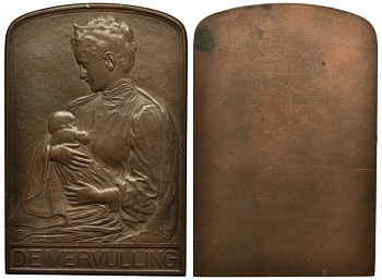 Нидерланды плакетка 1909 рождение принцессы Юлианны бронза 02-018-21-1