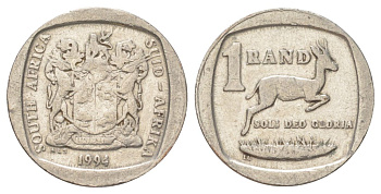 ЮАР 1 ранд 1994 KM 138 медь плакированная никелем 4627-267