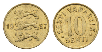Эстония 10 сентов 1997 KM 22 латунь UNC 4696-212