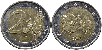 ФИНЛЯНДИЯ 2 ЕВРО 2006 KM 105 биметалл 4390-1241