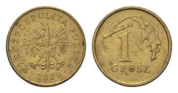 Польша 1 грош 2008 Y 276 латунь 4702-448